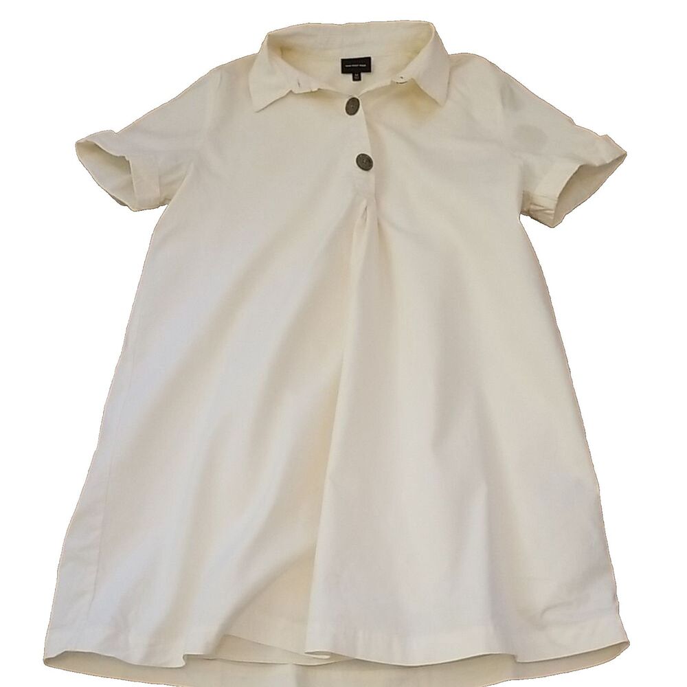 Who What Wear Women's Medium Ivory Cotton Shirt Dres Button Front Minimalist